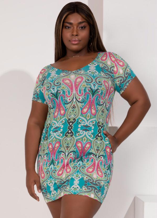 Quintess - Vestido Curto Étnico Verde com Bolsos 5