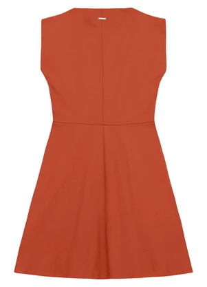 Enfim - Vestido Curto Evasê Acinturado Laranja - ENFIM