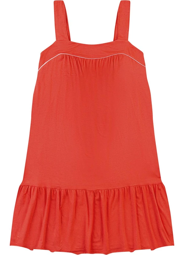 Malwee - Vestido Curto Evasê com Babado Laranja Escuro 2