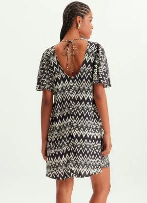 Lança Perfume - Vestido Curto Evasê de Viscose Estampado - LANÇA PERFUME