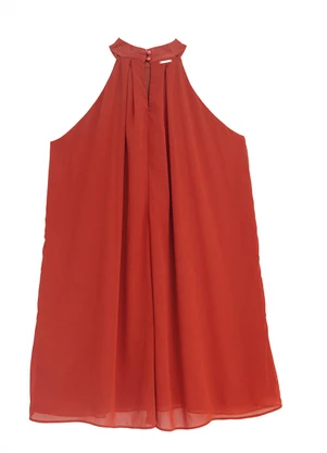 Enfim - Vestido Curto Evasê em Crepe Terracota - ENFIM