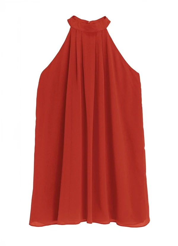 Enfim - Vestido Curto Evasê em Crepe Terracota