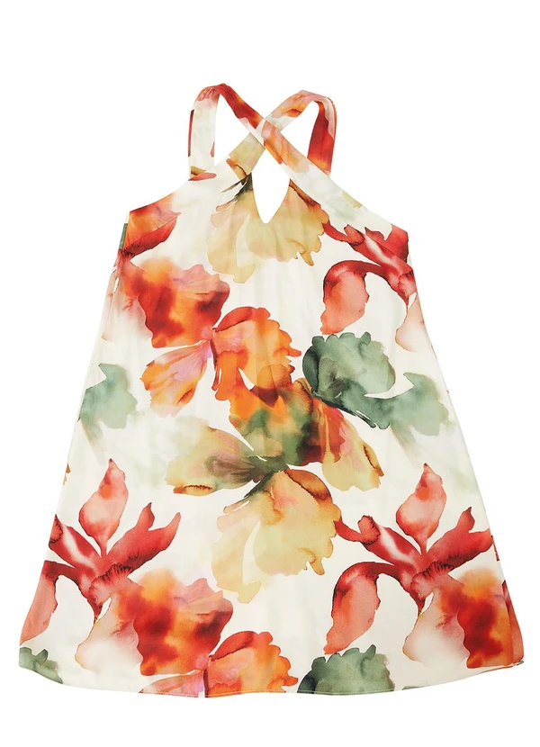 Enfim - Vestido Curto Evasê Floral Off White 3