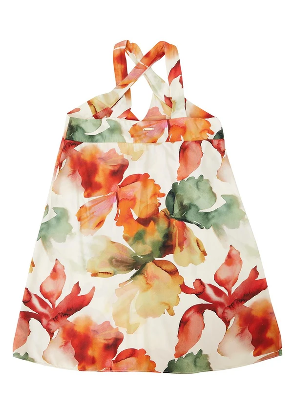 Enfim - Vestido Curto Evasê Floral Off White 4