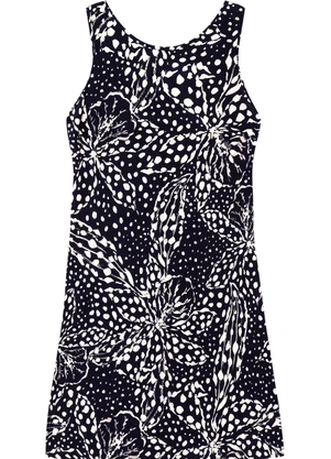 Malwee - Vestido Curto Evasê Floral Preto - MALWEE