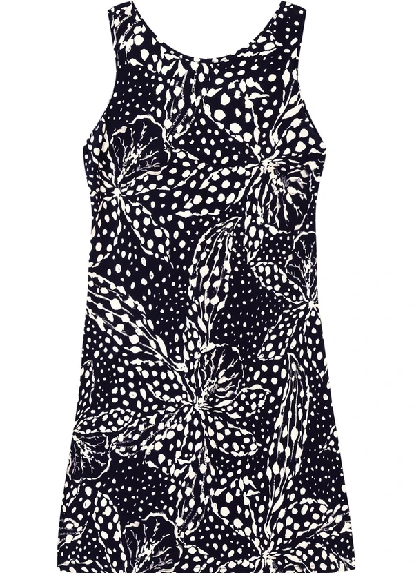 Malwee - Vestido Curto Evasê Floral Preto 2