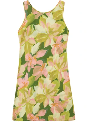 Malwee - Vestido Curto Evasê Floral Verde Limão - MALWEE