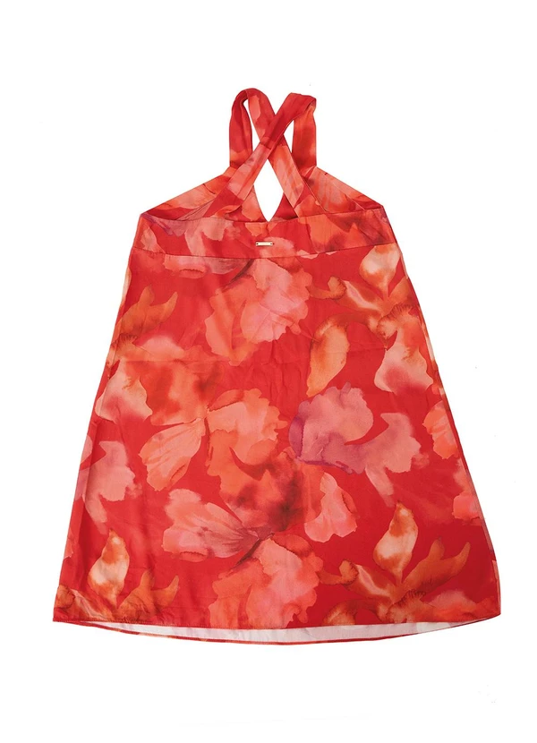 Enfim - Vestido Curto Evasê Floral Vermelho 2