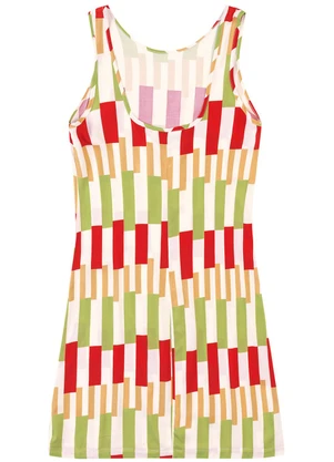 Malwee - Vestido Curto Evasê Geométrico Vermelho - MALWEE