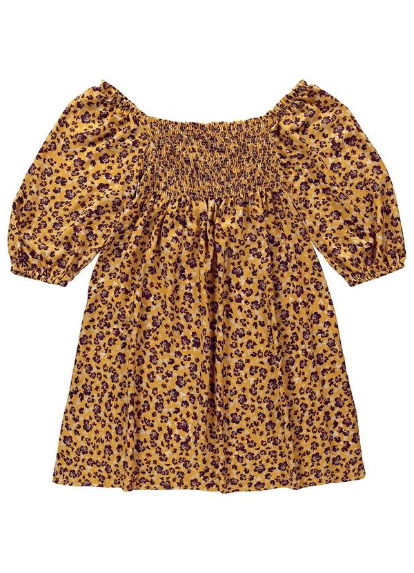 Enfim - Vestido Curto Evasê Liberty Amarelo