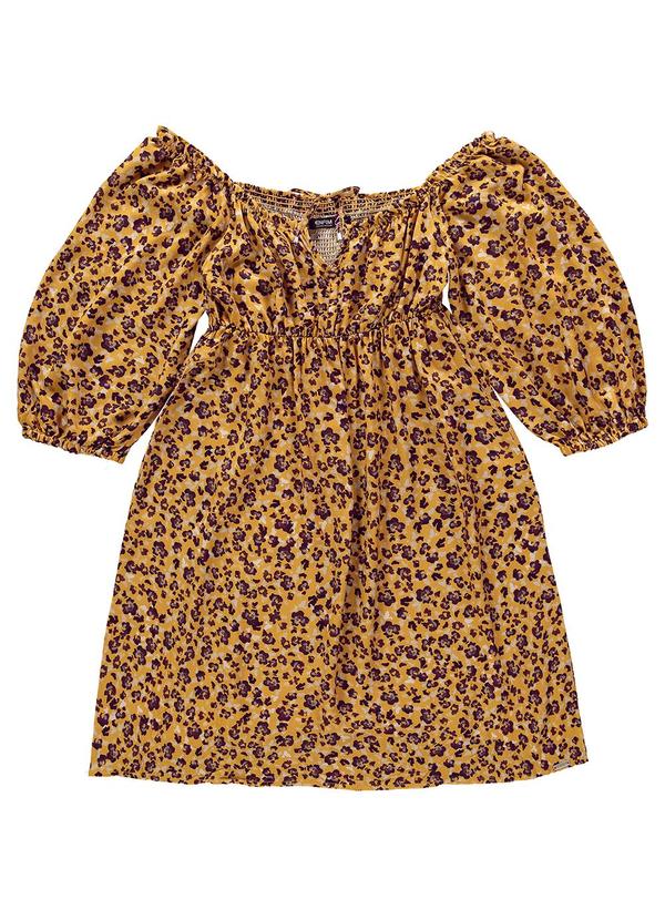 Enfim - Vestido Curto Evasê Liberty Amarelo 2