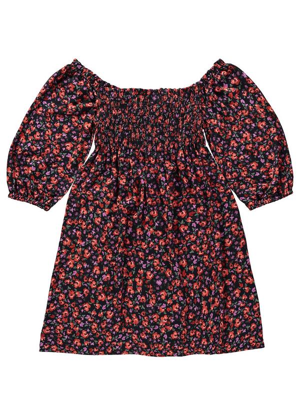 Enfim - Vestido Curto Evasê Liberty Preto 3