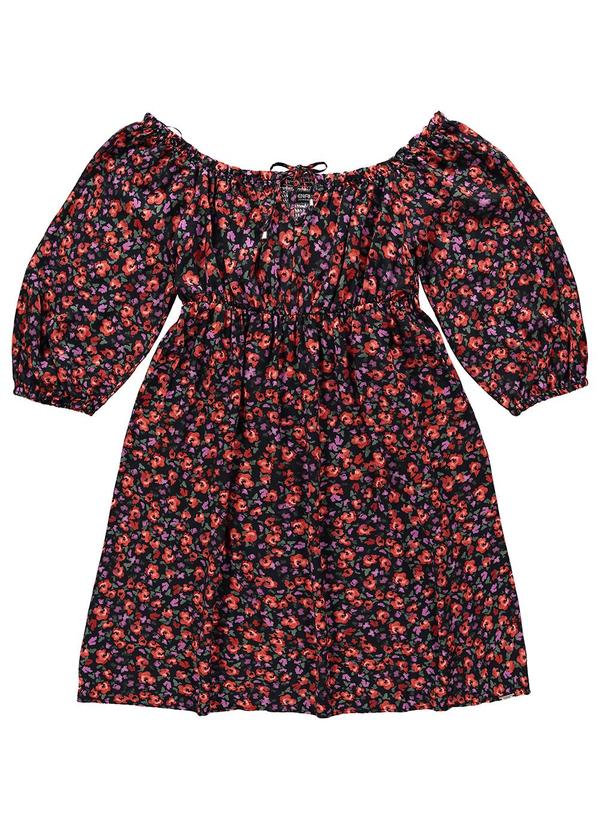 Enfim - Vestido Curto Evasê Liberty Preto 4