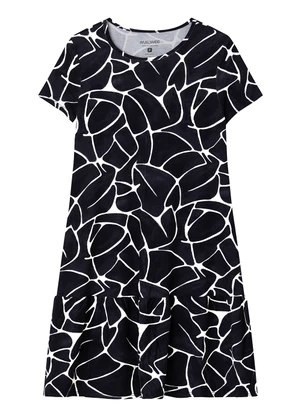 Malwee - Vestido Curto Evasê Marmorizado Preto - MALWEE
