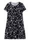 Malwee - Vestido Curto Evasê Geométrica Marrom - variação: Preto