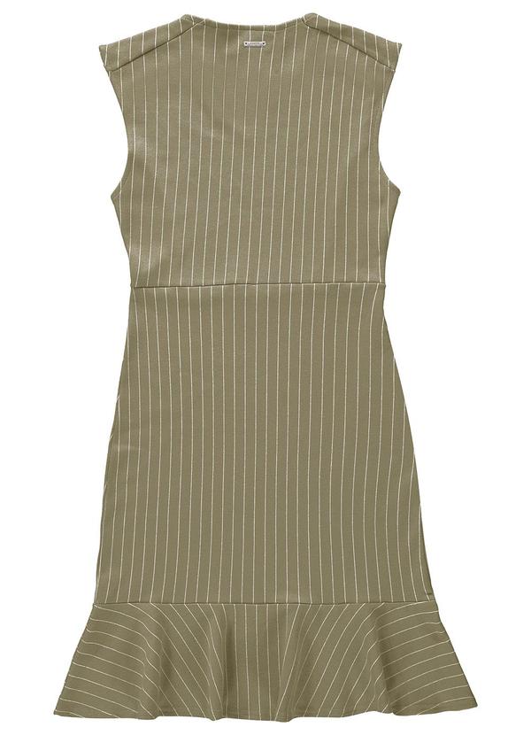 Enfim - Vestido Curto Evasê Risca de Giz Areia 2