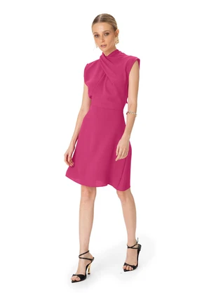 Enfim - Vestido Curto Evasê Texturizado Rosa - ENFIM