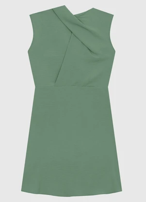 Enfim - Vestido Curto Evasê Texturizado Verde Pastel - ENFIM