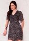 Doce Trama - Vestido Curto Evasê Tule Drapeado Sunset Marrom - variação: Preto