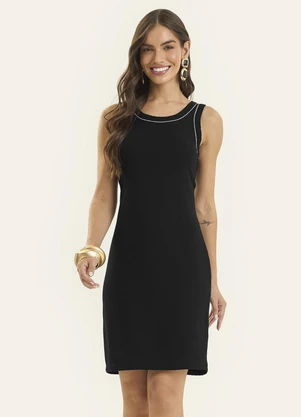 Rovitex - Vestido Curto Feminino Básico Ribana Preto - ROVITEX