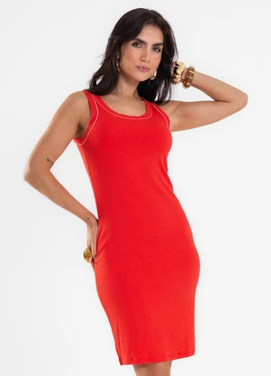 Rovitex - Vestido Curto Feminino Básico Ribana Vermelho - ROVITEX