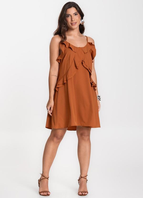 Select - Vestido Curto Feminino Boho de Alças Marrom 3