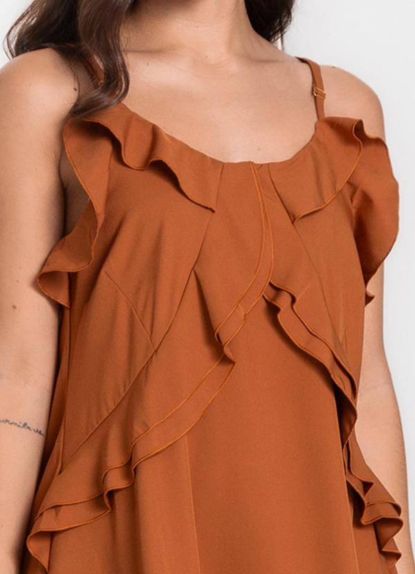 Select - Vestido Curto Feminino Boho de Alças Marrom 5