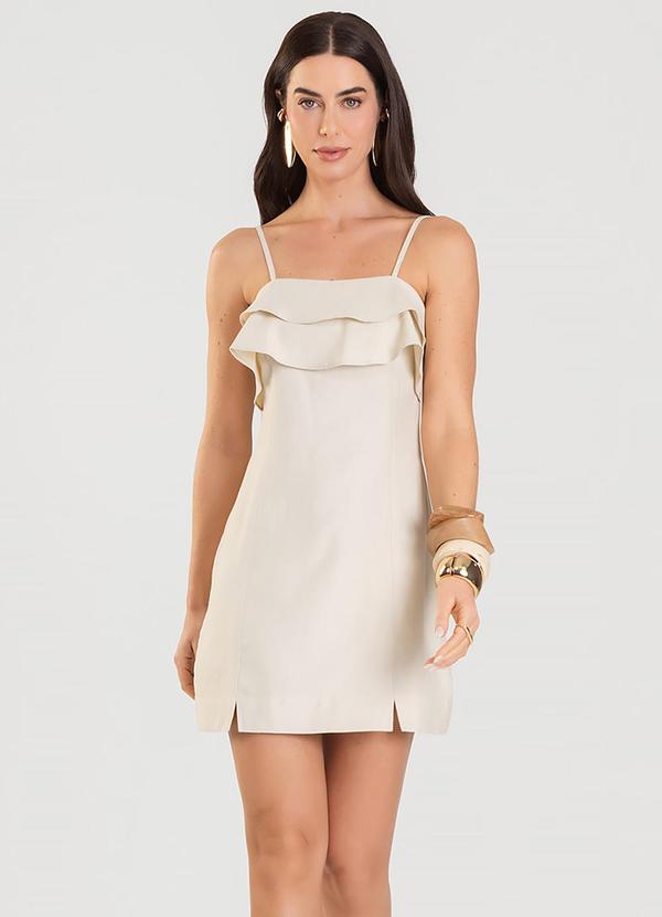 Dianna - Vestido Curto Feminino com Babados Bege 1