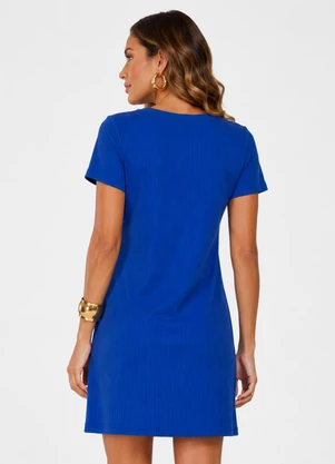 Endless - Vestido Curto Feminino com Decote V Azul  - ENDLESS