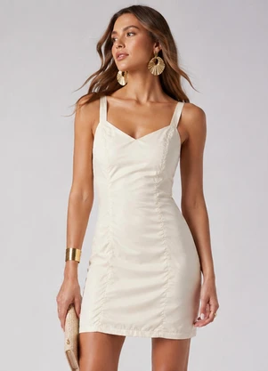 Rovitex - Vestido Curto Feminino de Alça Branco - ROVITEX