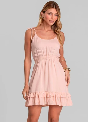 Dianna - Vestido Curto Feminino de Alça em Viscose Salmão - DIANNA