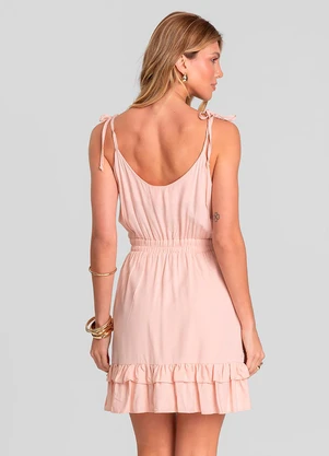 Dianna - Vestido Curto Feminino de Alça em Viscose Salmão - DIANNA