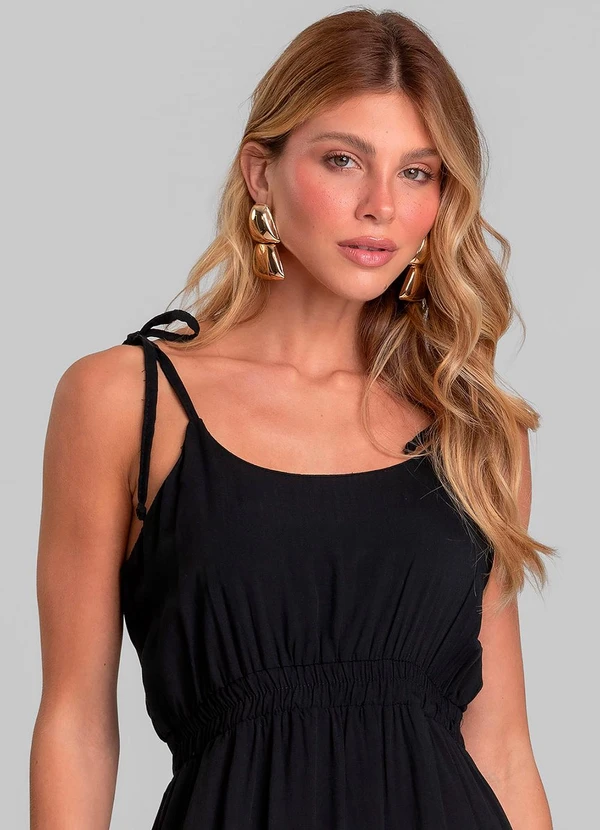 Dianna - Vestido Curto Feminino de Alça em Viscose Preto 3