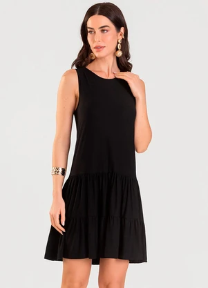 Dianna - Vestido Curto Feminino de Babados Preto - DIANNA