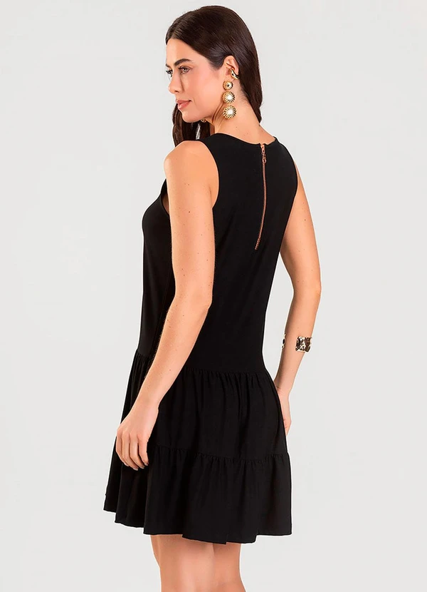 Dianna - Vestido Curto Feminino de Babados Preto 2