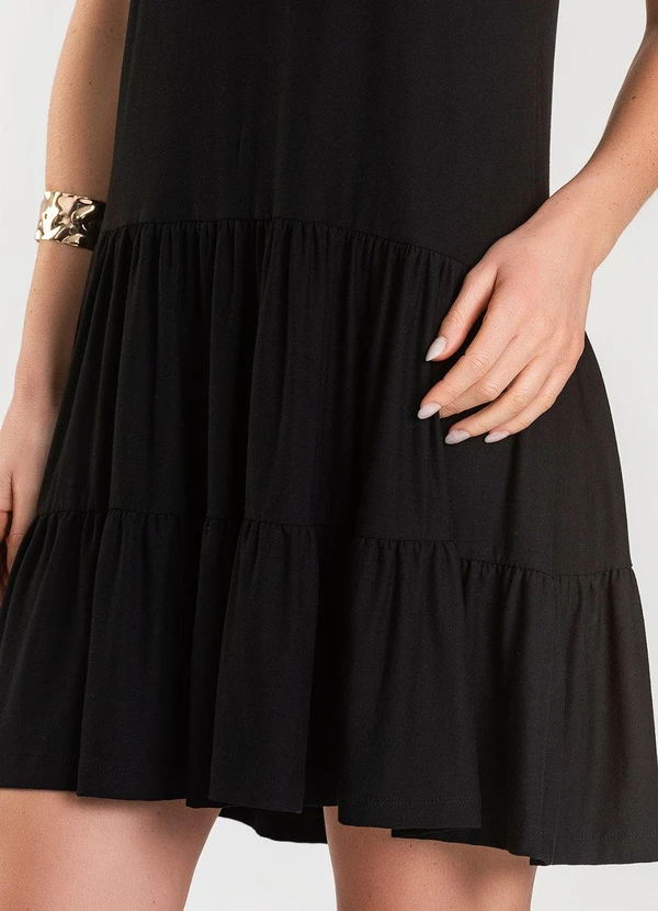 Dianna - Vestido Curto Feminino de Babados Preto 7