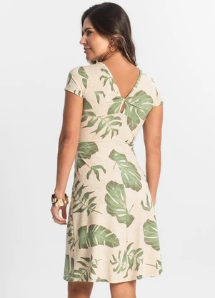 Rovitex - Vestido Curto Feminino em Liganete Bege - ROVITEX