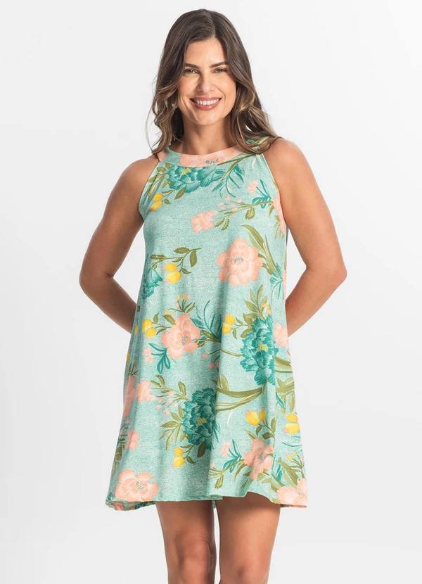 Rovitex - Vestido Curto Feminino em Liganete Verde