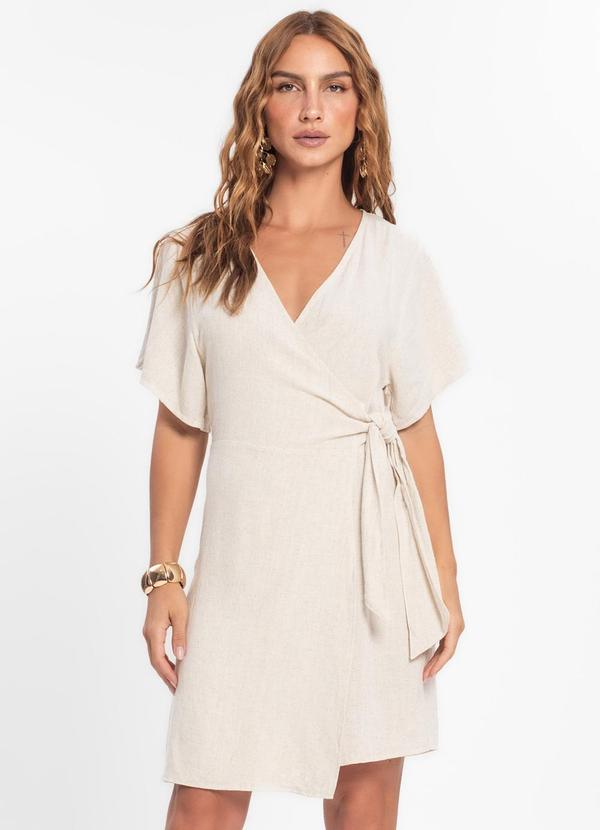 Endless - Vestido Curto Feminino em Linho Bege