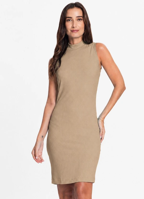 Infinita Cor - Vestido Curto Feminino em Ribana Bege