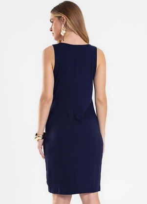 Rovitex - Vestido Curto Feminino em Ribana Canelada Azul - ROVITEX