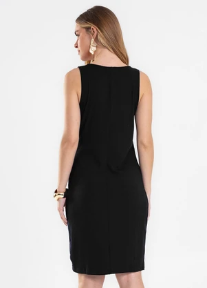 Rovitex - Vestido Curto Feminino em Ribana Canelada Preto - ROVITEX