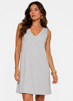 Infinita Cor - Vestido Curto Feminino em Ribana Cinza - INFINITA COR