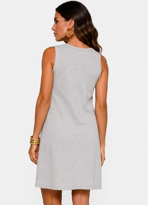 Infinita Cor - Vestido Curto Feminino em Ribana Cinza - INFINITA COR