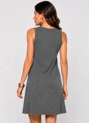 Infinita Cor - Vestido Curto Feminino em Ribana Cinza - INFINITA COR
