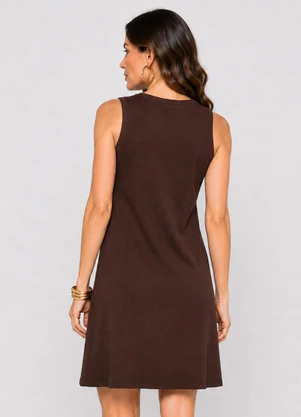 Infinita Cor - Vestido Curto Feminino em Ribana Marrom - INFINITA COR