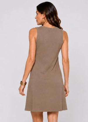 Infinita Cor - Vestido Curto Feminino em Ribana Marrom - INFINITA COR