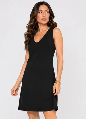 Infinita Cor - Vestido Curto Feminino em Ribana Preto - INFINITA COR