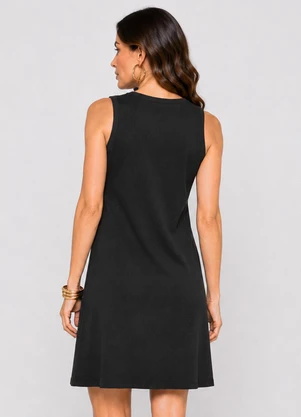 Infinita Cor - Vestido Curto Feminino em Ribana Preto - INFINITA COR