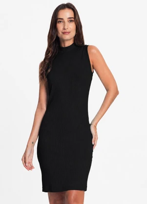 Infinita Cor - Vestido Curto Feminino em Ribana Preto - INFINITA COR